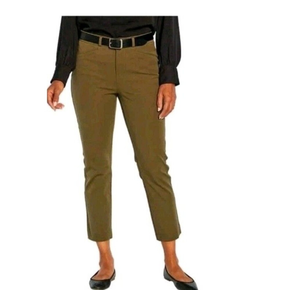 NWT BANANA REPUBLIC 1673692 OLIVE SLIM-STRAIGHT 26" CROPPED PANTS SZ 10